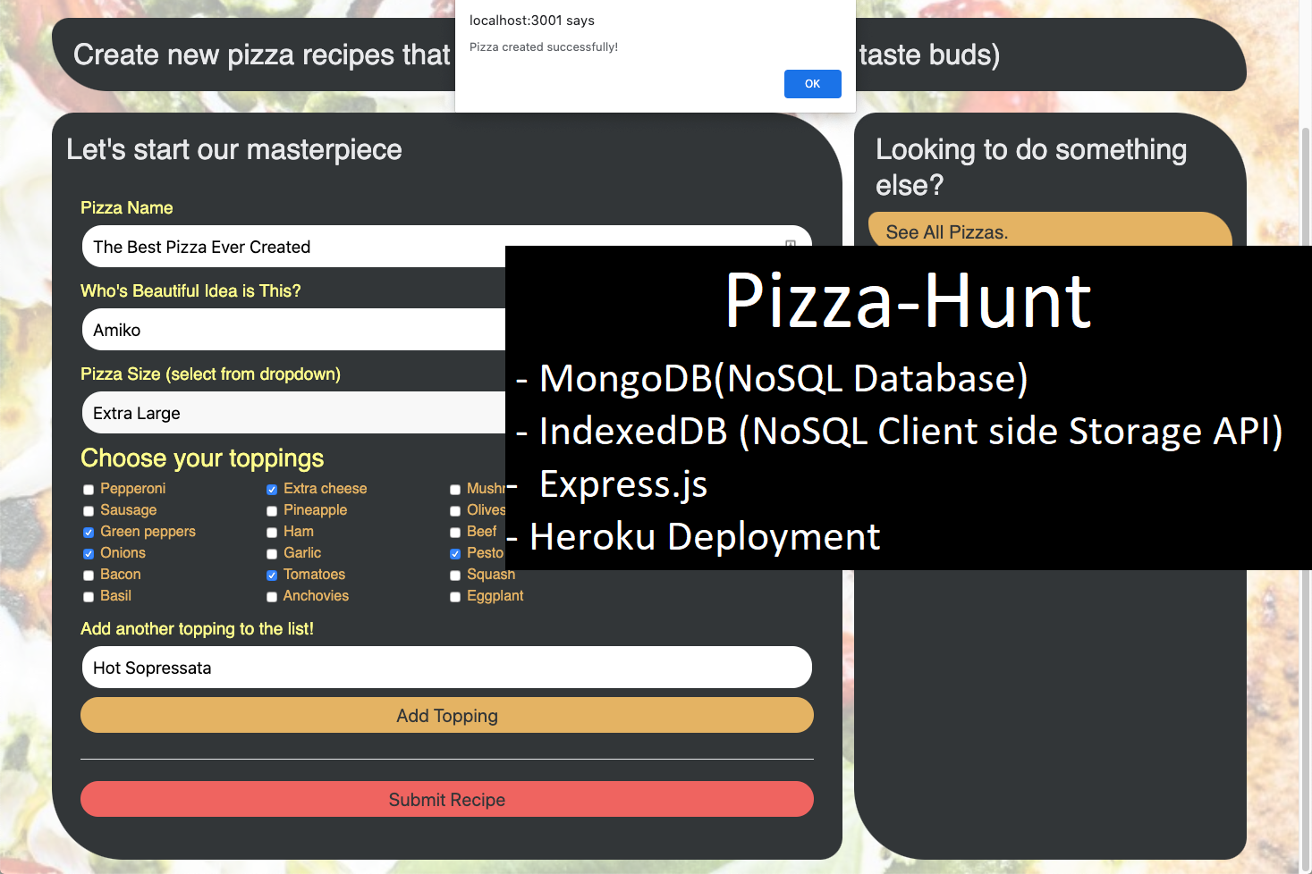 pizza-hunt social media app Project-25